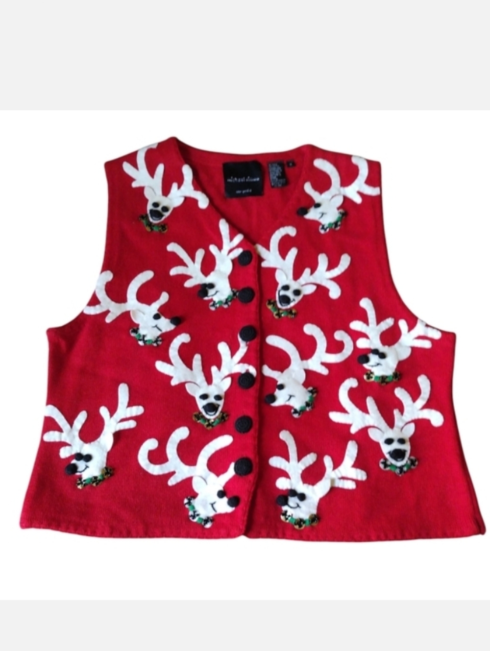 Michael Simon women's Red Vest with White Reindeer Sz 1X
